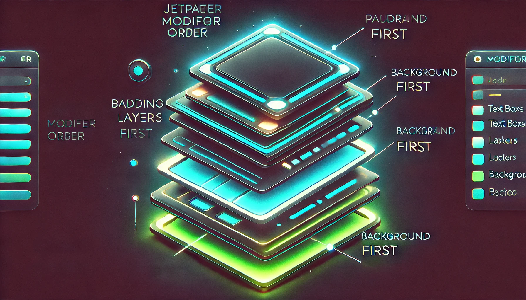 Jetpack ComposeにおけるModifierの適用順序の違いを示す図解